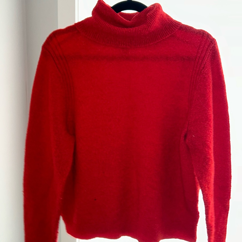 Red turtleneck sweater